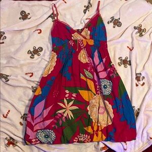 Pink Tropical Floral Multicolor Babydoll Sundress